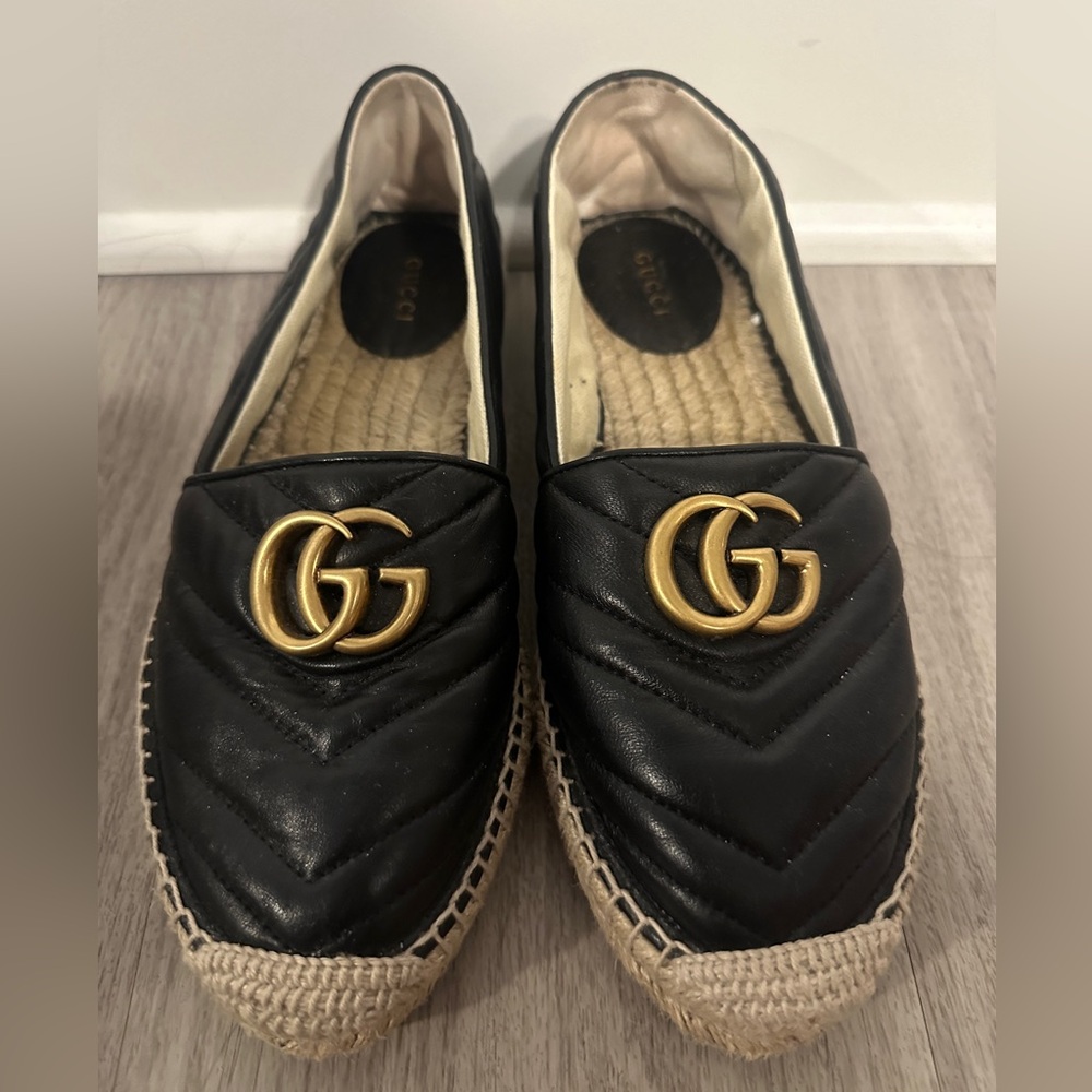 Gucci GG Espadrille Black Leather